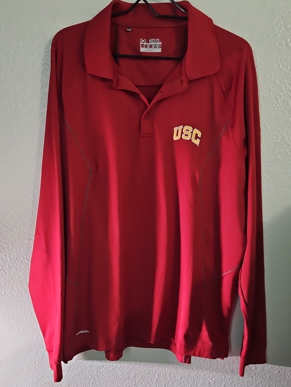 Under Armour USC Trojans ColdGear Polo Shirt Long Sleeve Men’s 2XL EUC